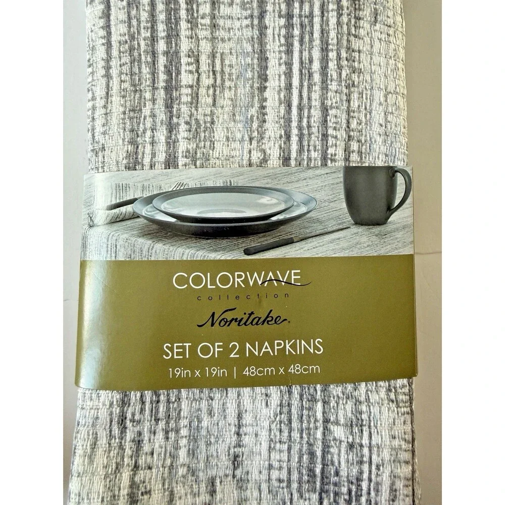 Noritake Colorwave Fabric Napkins Weave Grey 19x19 Inch Set of 4 Machine Wash